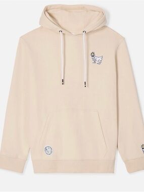GOAT USA Adult XS Hoodie Sewn Logo Sand Shell Lt Beige Pullover Kangaroo Pocket
